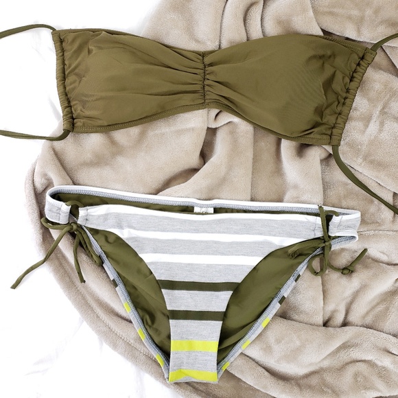 Anthropologie Other - Splendid Green top Striped Bottom Bikini Size L